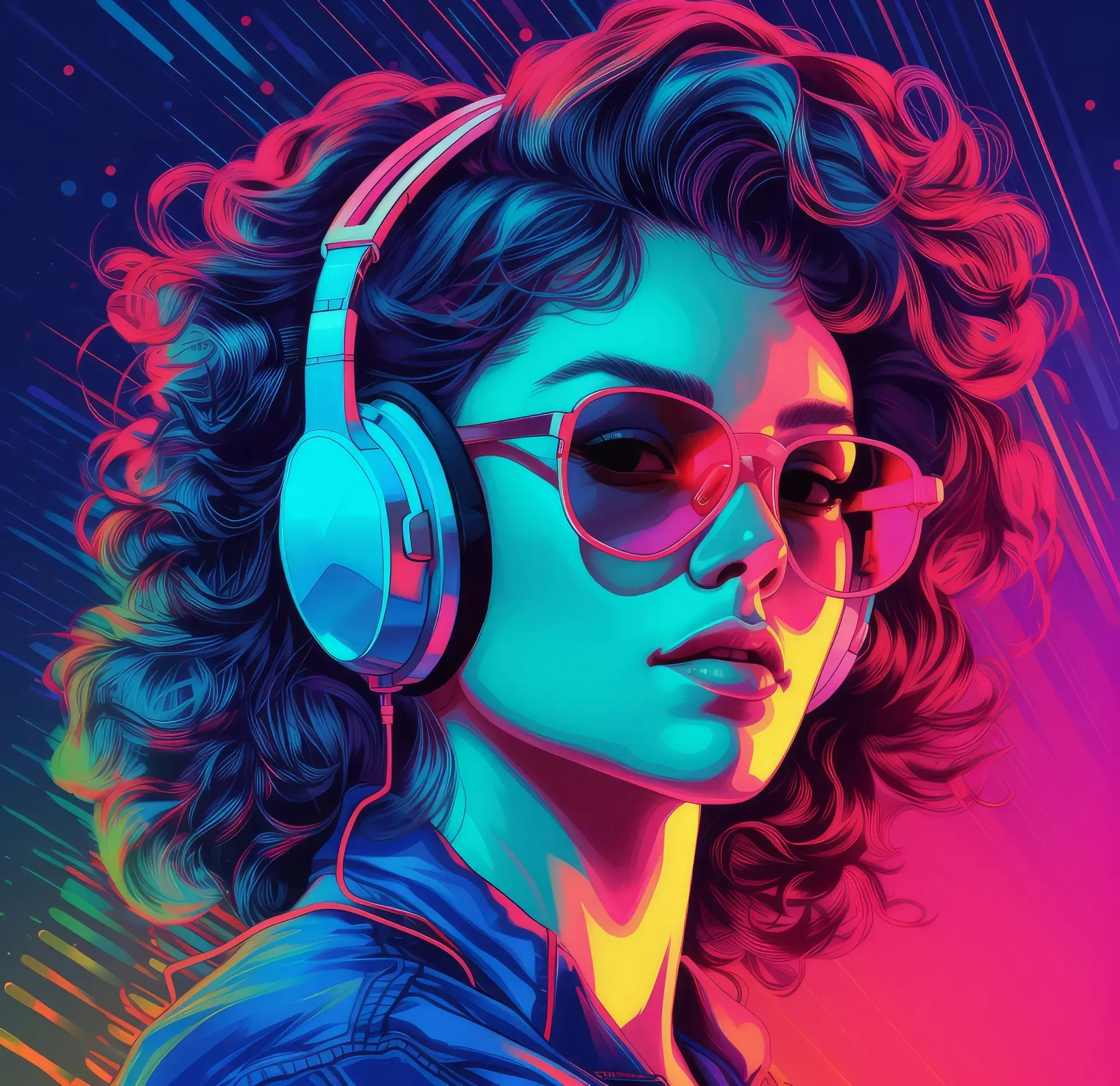 Ilustracja w stylu retro-synthwave - przykład wyrazistej grafiki reklamowej